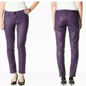 Seven7 Petite Women’s Denim Coated Low -Rise Skinny Jeans,  Purple, Size 8P